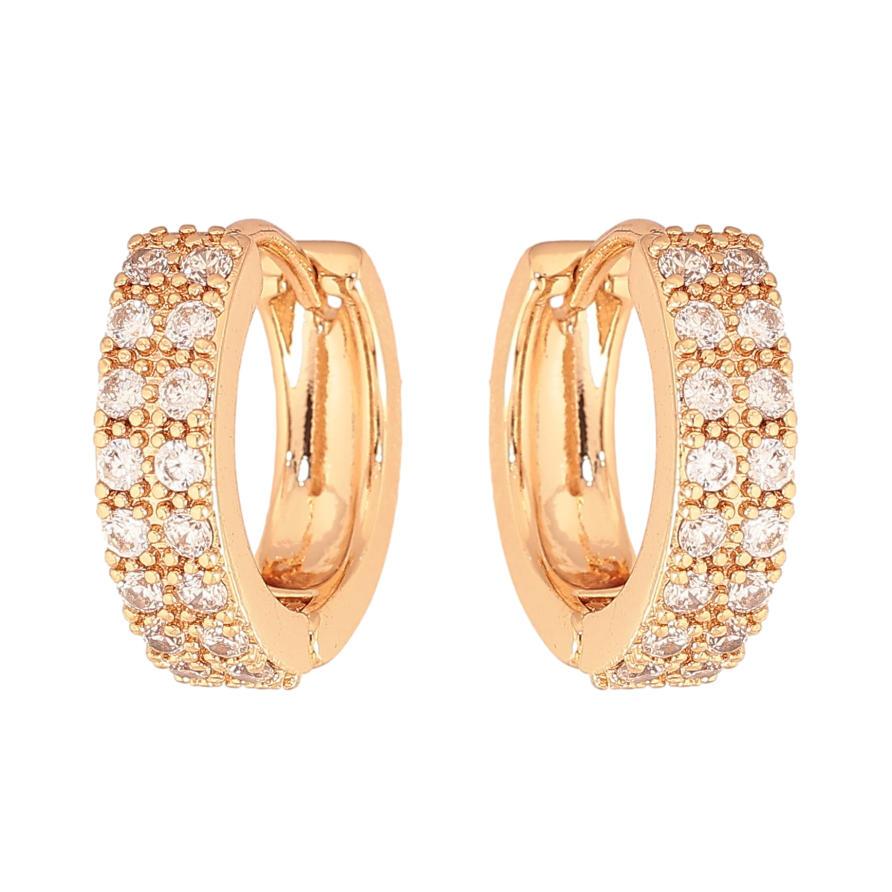 Сережки Xuping колір Позолота 18К колечка "Інкрустація кристалами" фото №1 Сережки Xuping колір Позолота 18К колечка "Інкрустація кристалами" фото №1