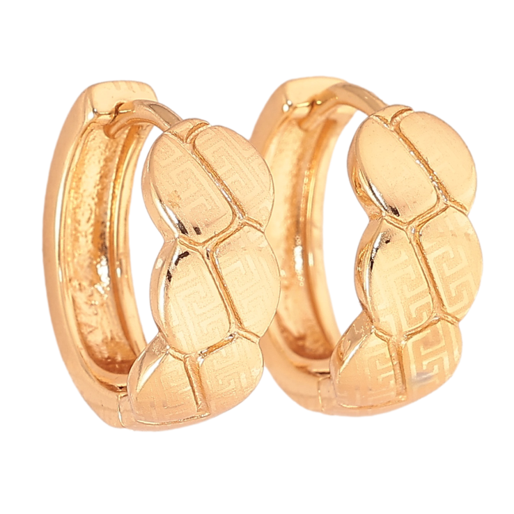 Серьги Xuping цвет Позолота 18К колечки "Узор с напылением" фото №2