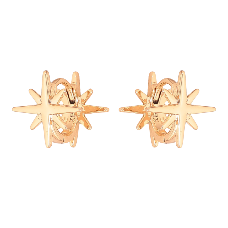 Сережки Xuping колір Позолота 18К колечка "Зірки" фото №1 Сережки Xuping колір Позолота 18К колечка "Зірки" фото №1