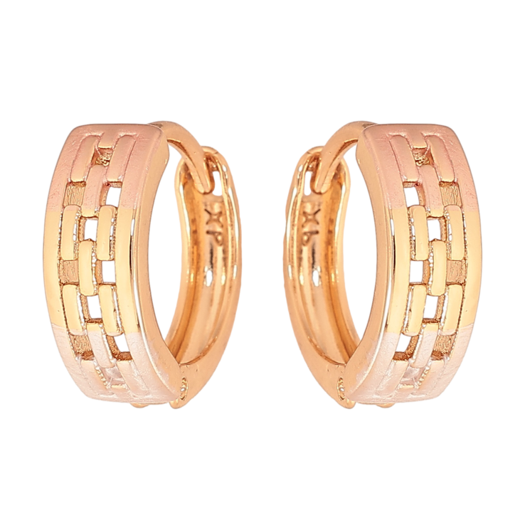 Серьги Xuping цвет Позолота 18К колечки "Узор с покраской эмалью" фото №2