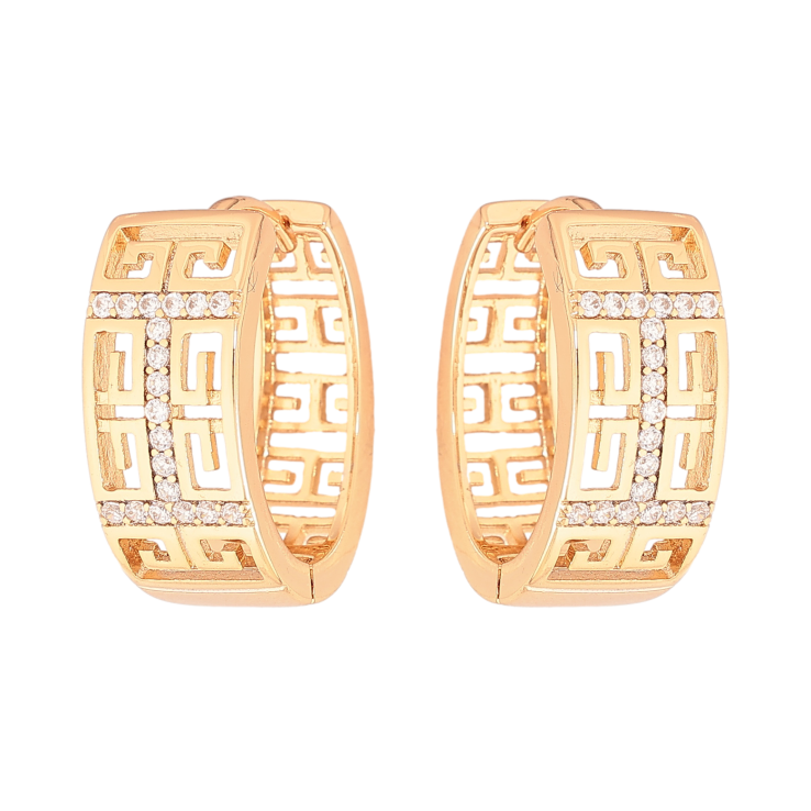 Серьги Xuping цвет Позолота 18К колечки "Узор с кристаллами" фото №21