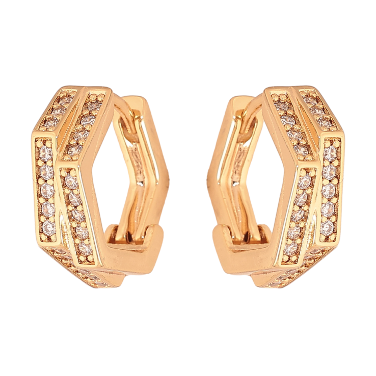 Сережки Xuping колір Позолота 18К колечка "Візерунок з кристалами" фото №16