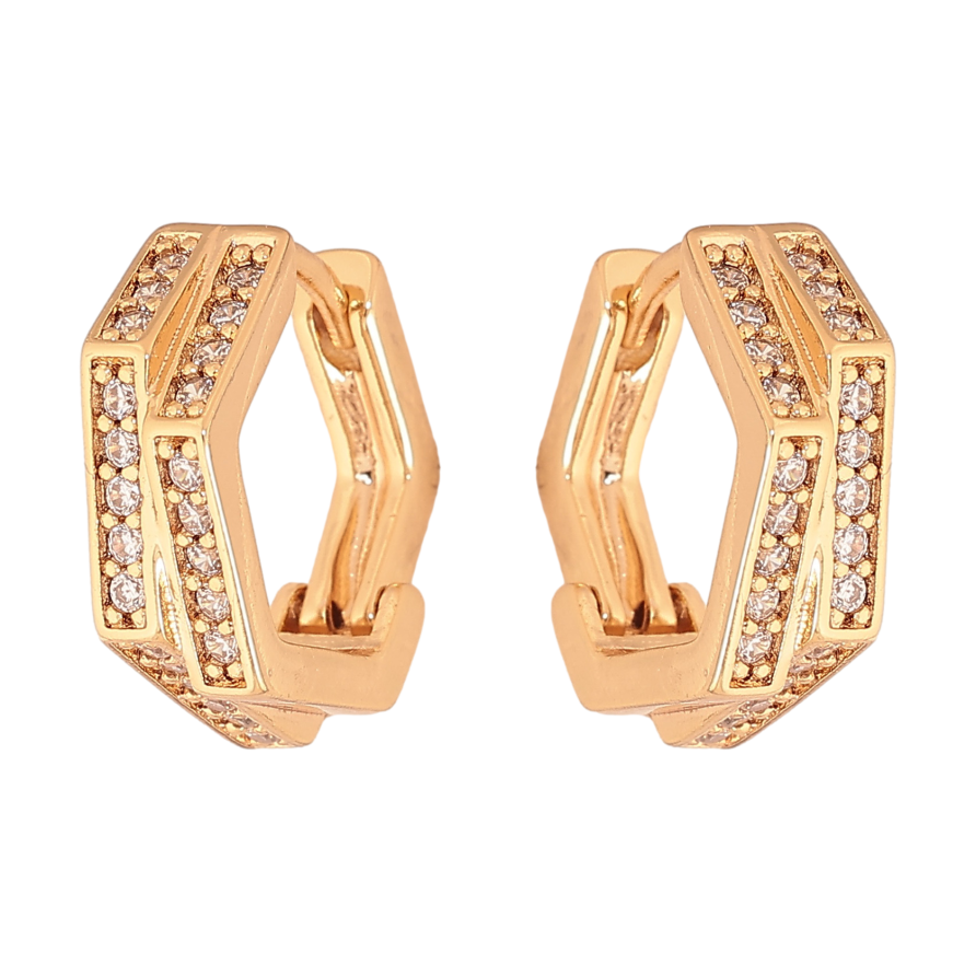 Сережки Xuping колір Позолота 18К колечка "Візерунок з кристалами" фото №1