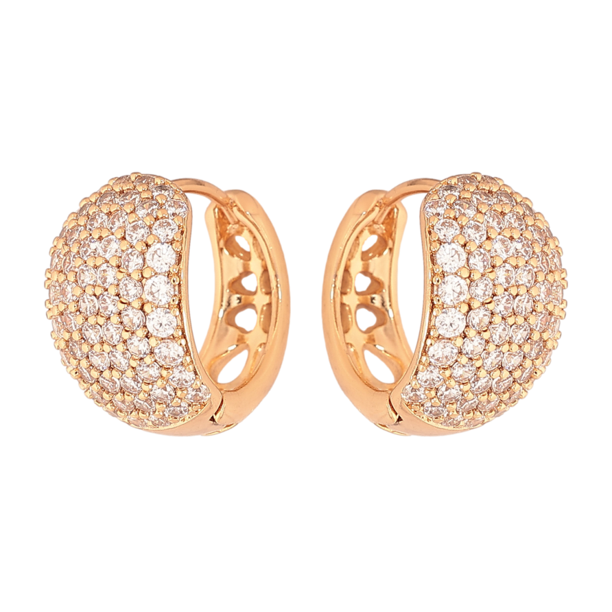 Серьги Xuping цвет Позолота 18К колечки "Инкрустация кристаллами" фото №1