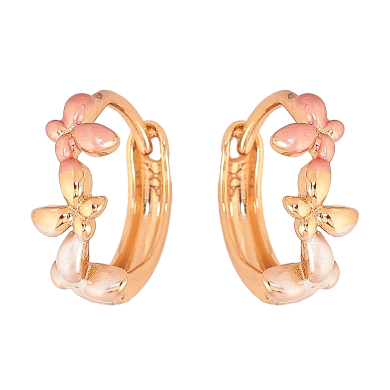 Серьги Xuping цвет Позолота 18К колечки "Бабочки покрашены эмалью" фото №1