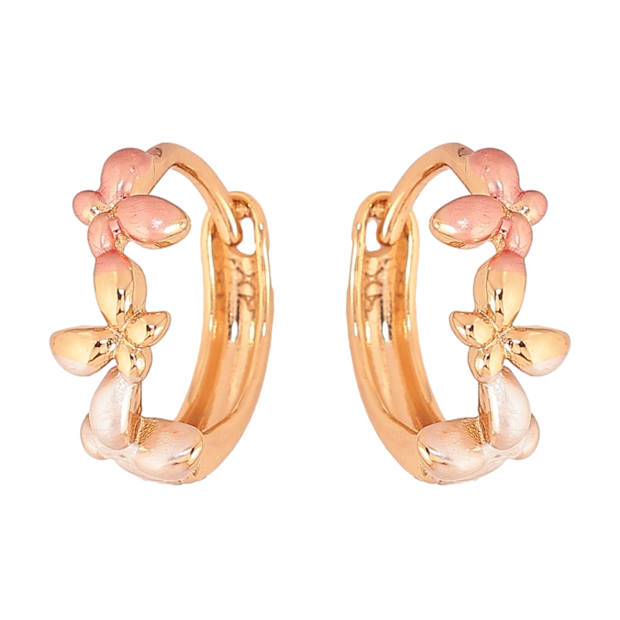 Серьги Xuping цвет Позолота 18К колечки "Бабочки покрашены эмалью" фото №1