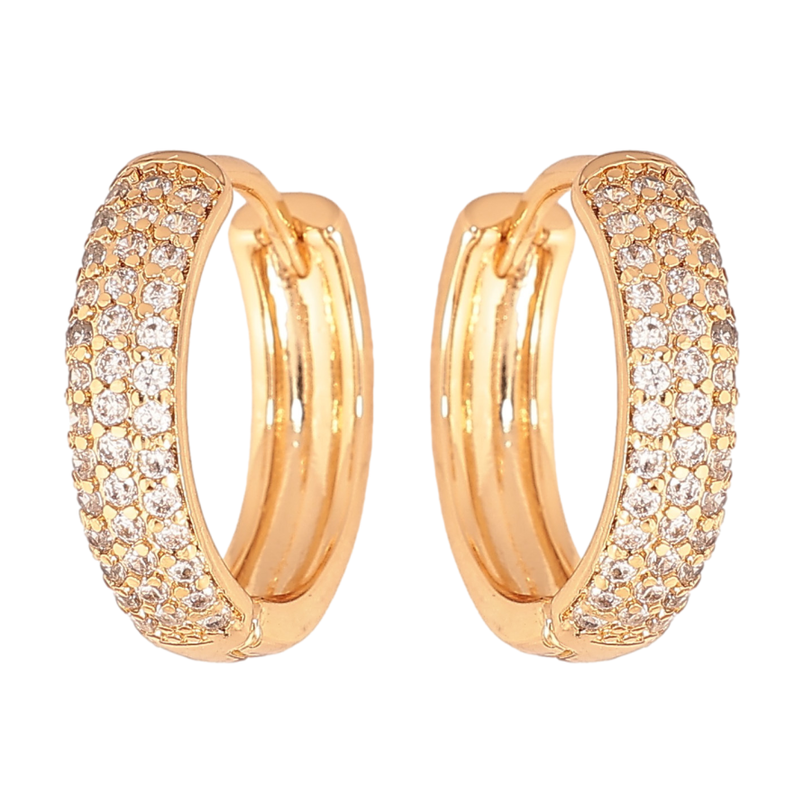 Сережки Xuping колір Позолота 18К колечка "Інкрустація кристалами" фото №1 Сережки Xuping колір Позолота 18К колечка "Інкрустація кристалами" фото №1