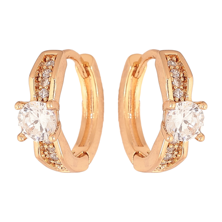 Серьги Xuping цвет Позолота 18К колечки "Узор с кристаллами" фото №15