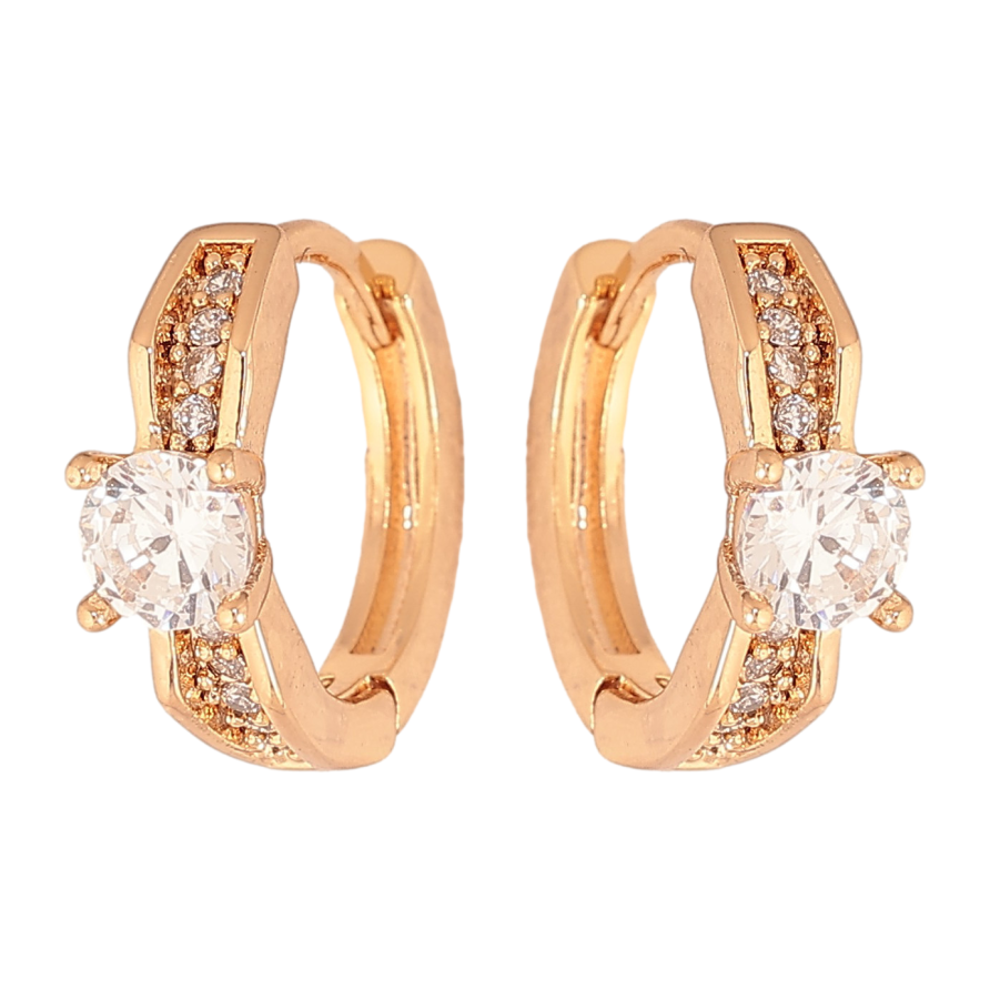 Серьги Xuping цвет Позолота 18К колечки "Узор с кристаллами" фото №1