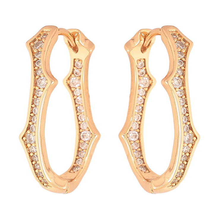 Серьги Xuping цвет Позолота 18К колечки "Узор с кристаллами" фото №14