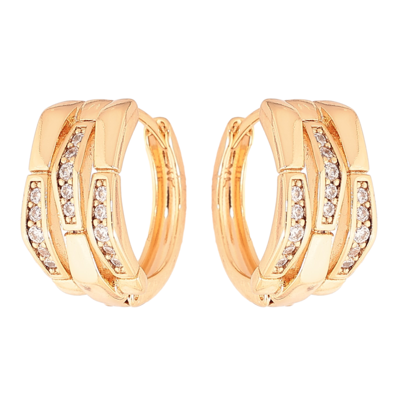 Сережки Xuping колір Позолота 18К колечка "Візерунок з кристалами" фото №1