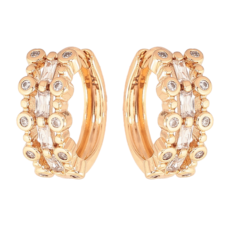 Серьги Xuping цвет Позолота 18К колечки "Узор с кристаллами" фото №13