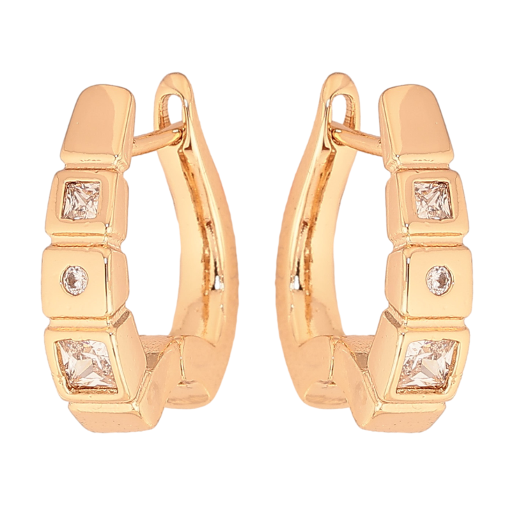 Серьги Xuping цвет Позолота 18К английський замок "Узор с кристаллами" фото №16