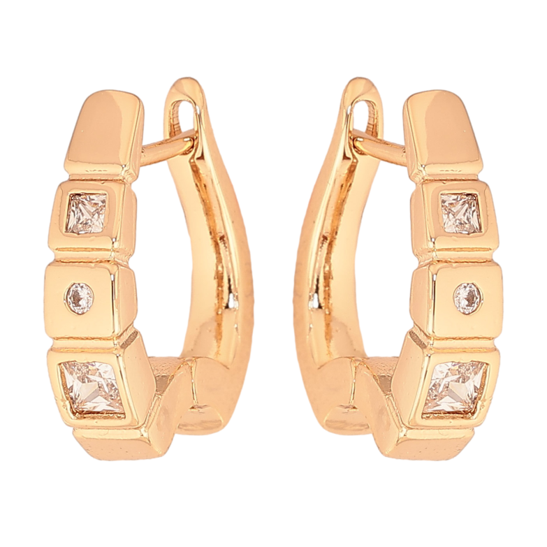 Серьги Xuping цвет Позолота 18К английський замок "Узор с кристаллами" фото №13