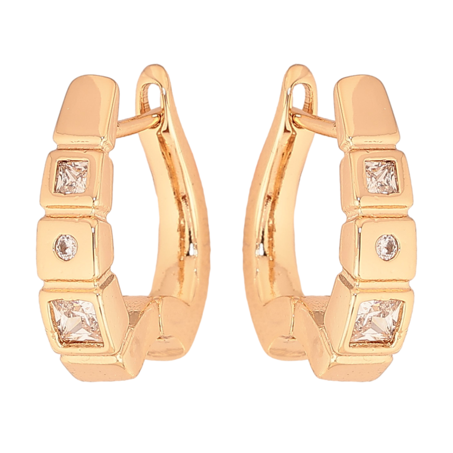 Сережки Xuping колір Позолота 18К англійський замок "Візерунок з кристалами" фото №1