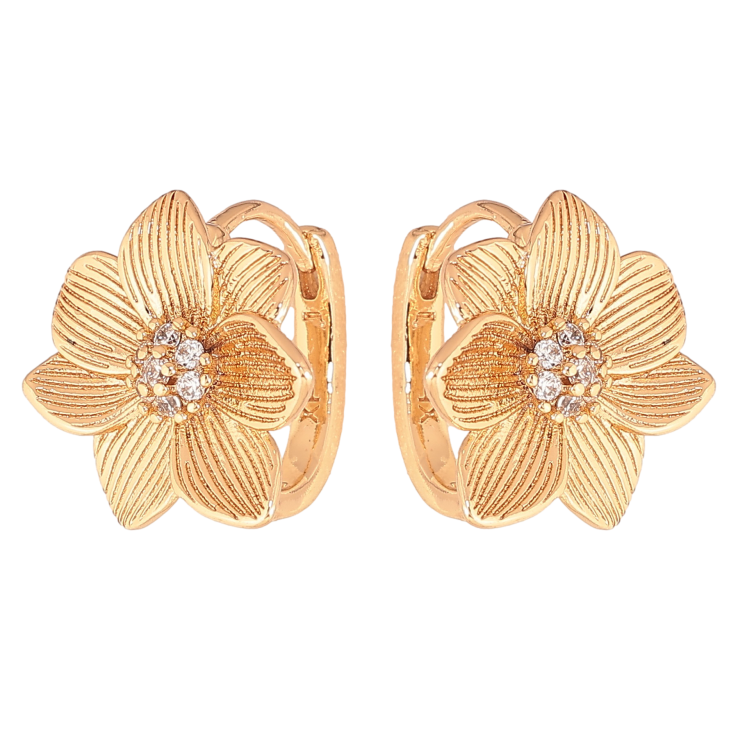 Сережки Xuping колір Позолота 18К колечка "Квітка" фото №4