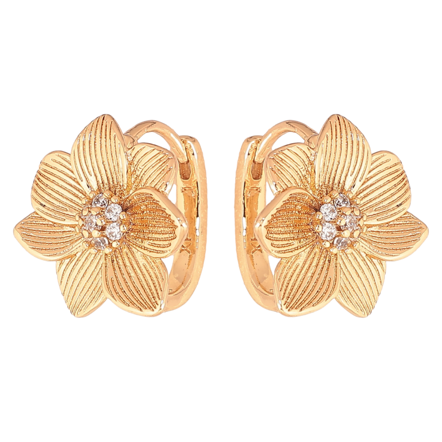 Сережки Xuping колір Позолота 18К колечка "Квітка" фото №1 Сережки Xuping колір Позолота 18К колечка "Квітка" фото №1