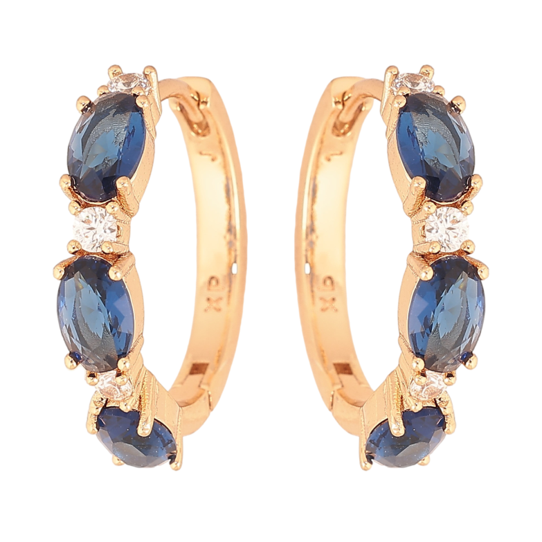 Сережки Xuping колір Позолота 18K колечка "Візерунок з синіми кристалами" фото №12