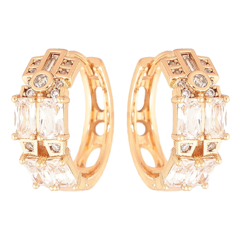 Сережки Xuping колір Позолота 18К колечка "Візерунок з кристалами" фото №1