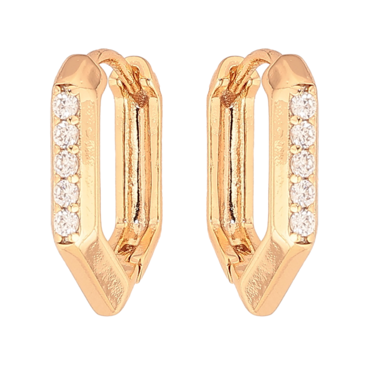 Серьги Xuping цвет Позолота 18К колечки "Узор с кристаллами" фото №21