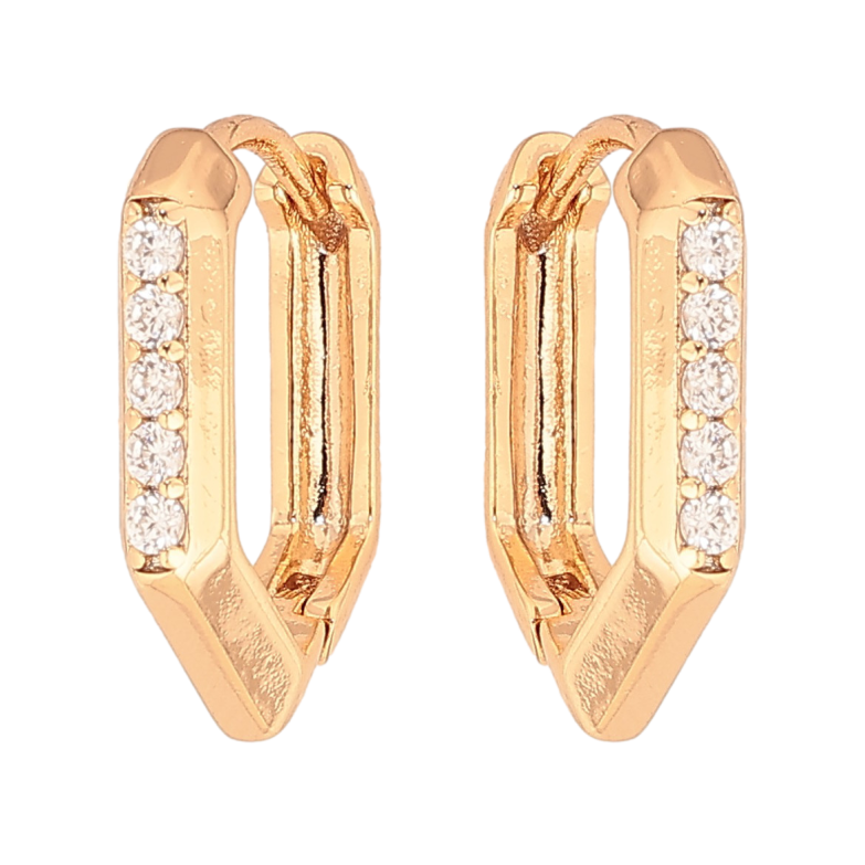 Серьги Xuping цвет Позолота 18К колечки "Узор с кристаллами" фото №1