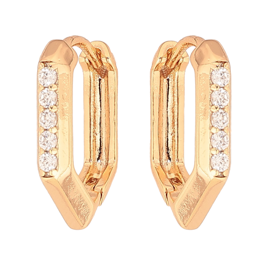 Серьги Xuping цвет Позолота 18К колечки "Узор с кристаллами" фото №1