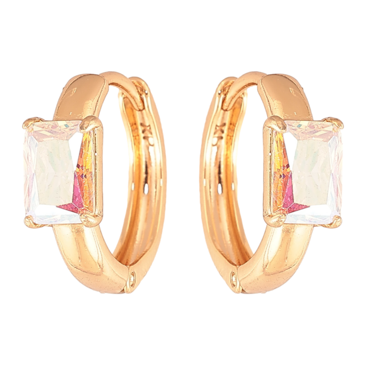 Сережки Xuping колір Позолота 18K колечка "Візерунок з райдужними кристалами" фото №19