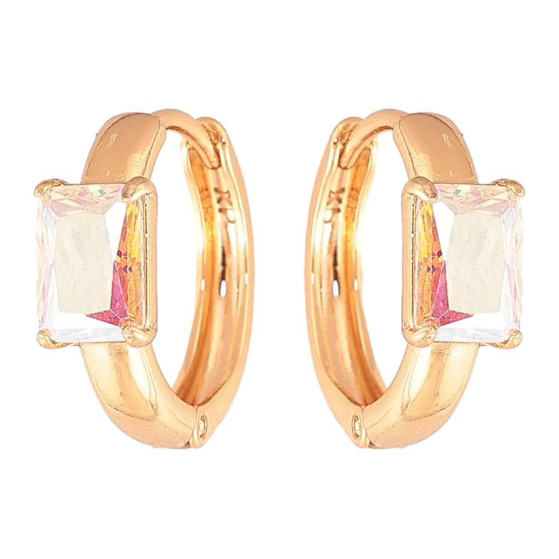 Серьги Xuping цвет Позолота 18K колечки "Узор с радужными кристаллами" фото №1