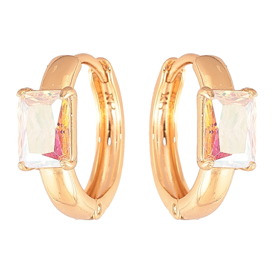 Сережки Xuping колір Позолота 18K колечка "Візерунок з райдужними кристалами" фото №1