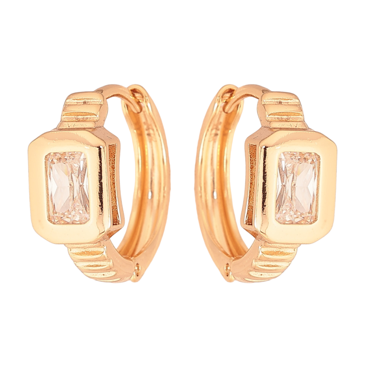 Серьги Xuping цвет Позолота 18К колечки "Вставка кристалл" фото №22