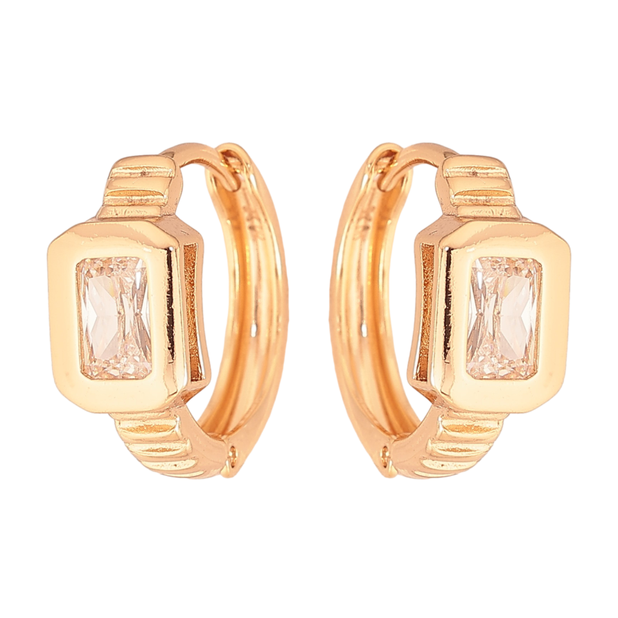 Серьги Xuping цвет Позолота 18К колечки "Вставка кристалл" фото №1