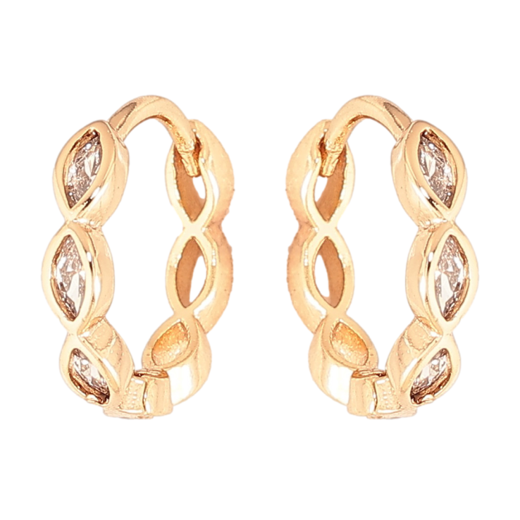 Серьги Xuping цвет Позолота 18К колечки "Узор с кристаллами" фото №11