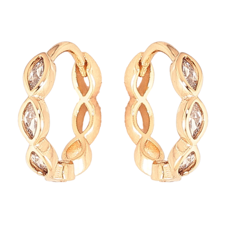 Серьги Xuping цвет Позолота 18К колечки "Узор с кристаллами" фото №1