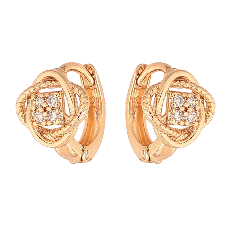 Сережки Xuping колір Позолота 18К колечка "Квіточки з кристалами" фото №18 Сережки Xuping колір Позолота 18К колечка "Квіточки з кристалами" фото №18