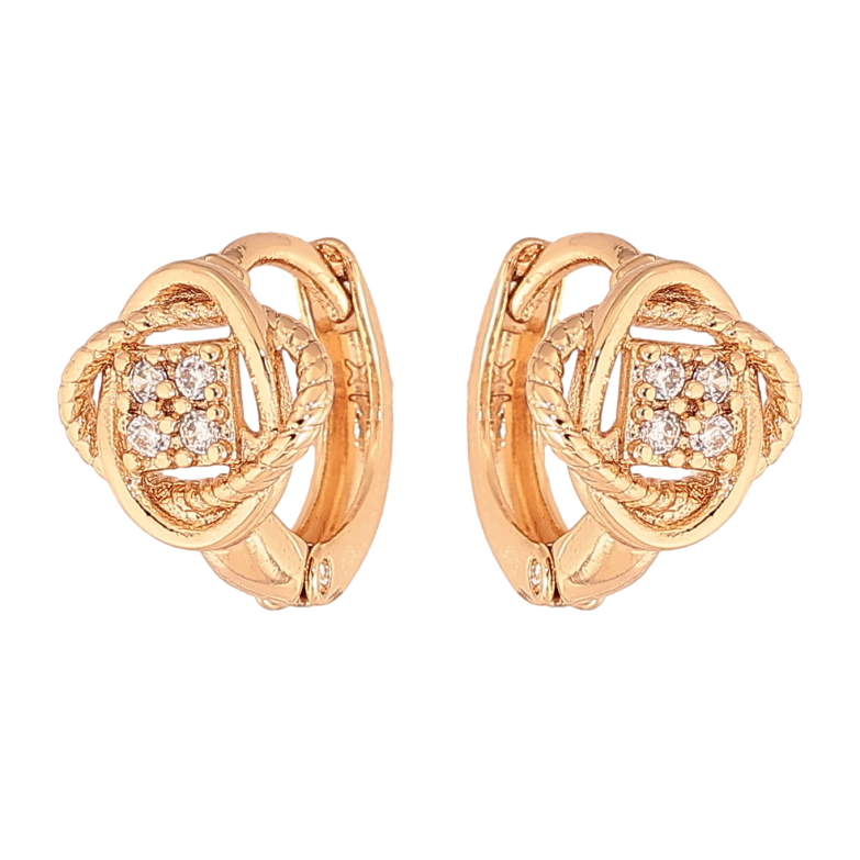 Сережки Xuping колір Позолота 18К колечка "Квіточки з кристалами" фото №1 Сережки Xuping колір Позолота 18К колечка "Квіточки з кристалами" фото №1