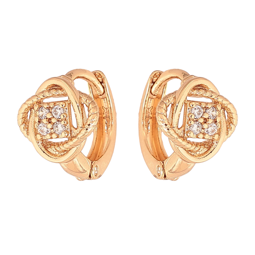 Сережки Xuping колір Позолота 18К колечка "Квіточки з кристалами" фото №1 Сережки Xuping колір Позолота 18К колечка "Квіточки з кристалами" фото №1