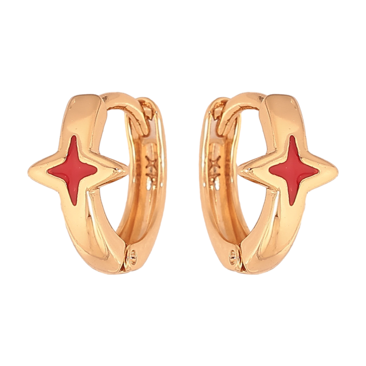 Сережки Xuping колір Позолота 18К колечка "Зірки з червоною емаллю" фото №24 Сережки Xuping колір Позолота 18К колечка "Зірки з червоною емаллю" фото №24