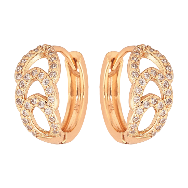 Серьги Xuping цвет Позолота 18К колечки "Узор с кристаллами" фото №4