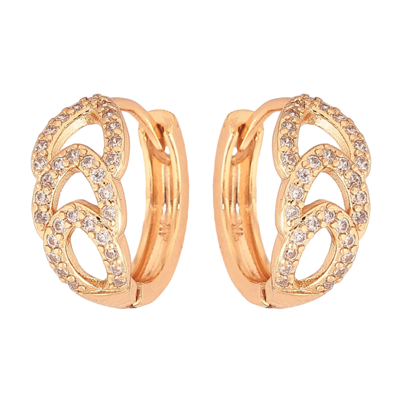 Серьги Xuping цвет Позолота 18К колечки "Узор с кристаллами" фото №6