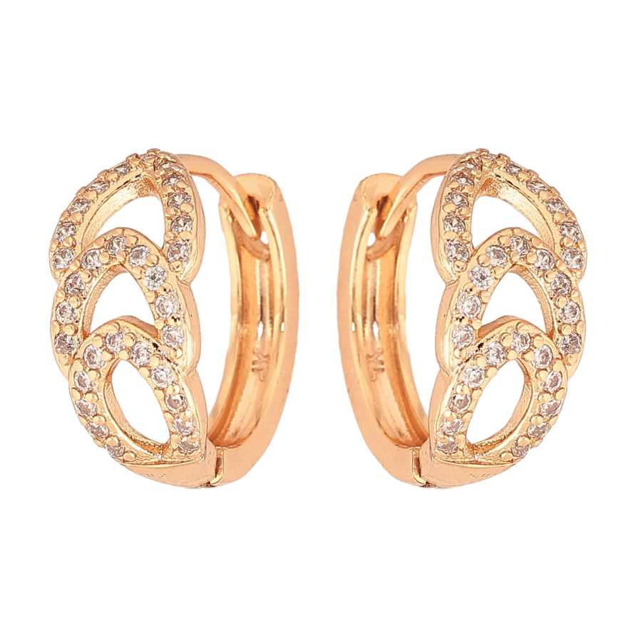 Серьги Xuping цвет Позолота 18К колечки "Узор с кристаллами" фото №1