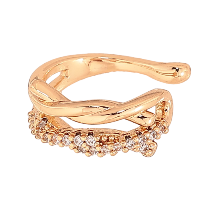 Серьги Xuping цвет Позолота 18К моно-каффа "Декоративный узор с кристаллами" (1шт)  фото №10