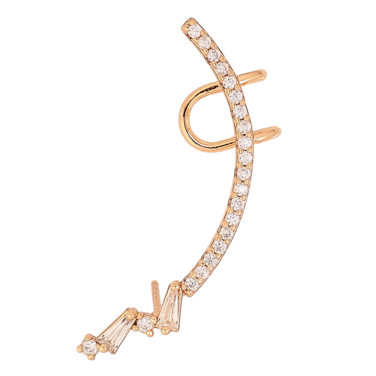 Сережки Xuping колір Позолота 18К каффа-пусет "Кристальний метелик" (1шт) на ліве вухо фото №8