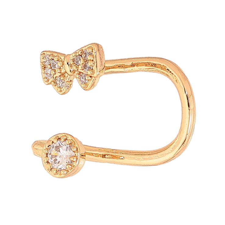 Сережки Xuping колір Позолота 18К моно-каффа "Бант з кристалами" (1шт) фото №12