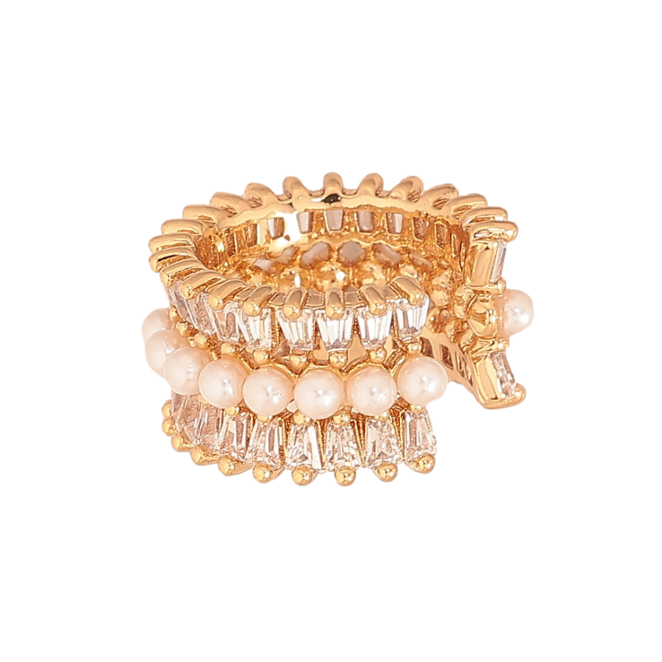 Серьги Xuping цвет Позолота 18K моно-каффа "Узор с кристаллами и жемчужинами" фото №21 Серьги Xuping цвет Позолота 18K моно-каффа "Узор с кристаллами и жемчужинами" фото №21