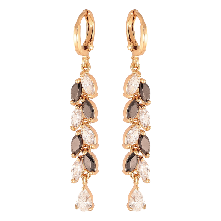 Серьги Xuping цвет Позолота 18К подвески на колечках "Колоски с черно-белыми кристаллами" фото №20 Серьги Xuping цвет Позолота 18К подвески на колечках "Колоски с черно-белыми кристаллами" фото №20