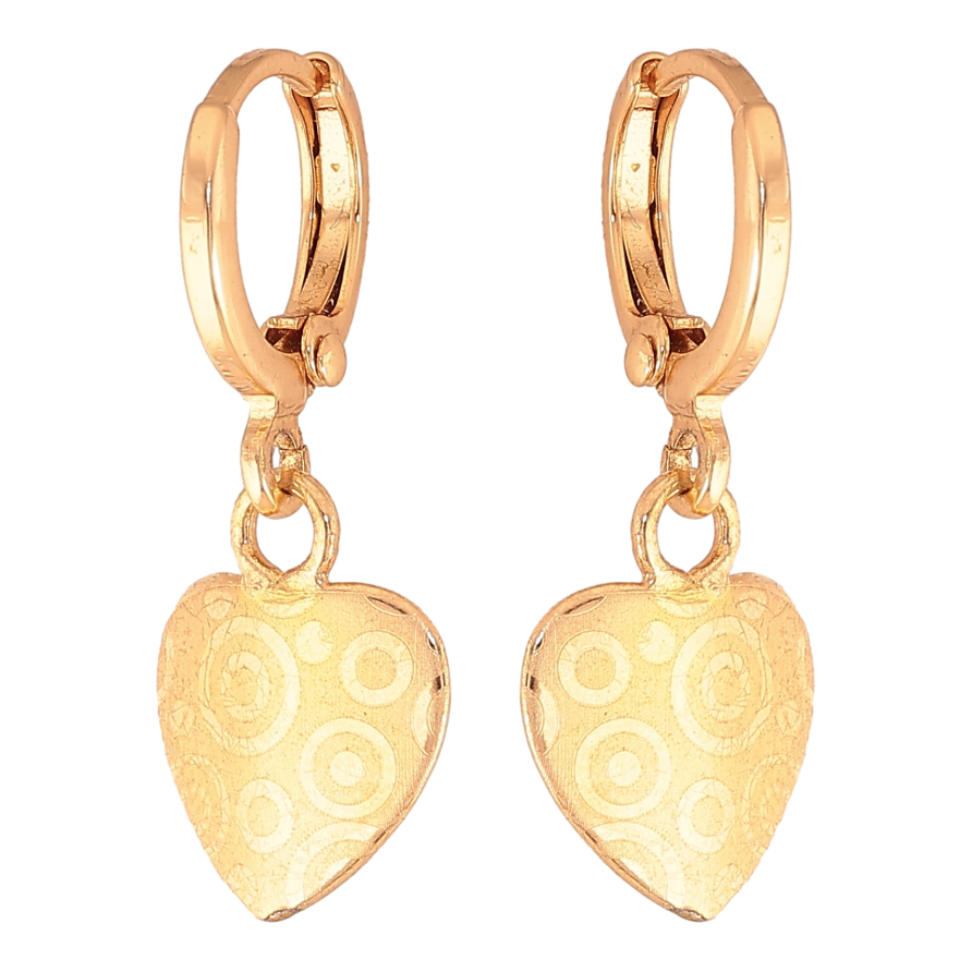 Серьги Xuping цвет Позолота 18К подвески на колечках "Сердечки с узором напылением" фото №1 Серьги Xuping цвет Позолота 18К подвески на колечках "Сердечки с узором напылением" фото №1