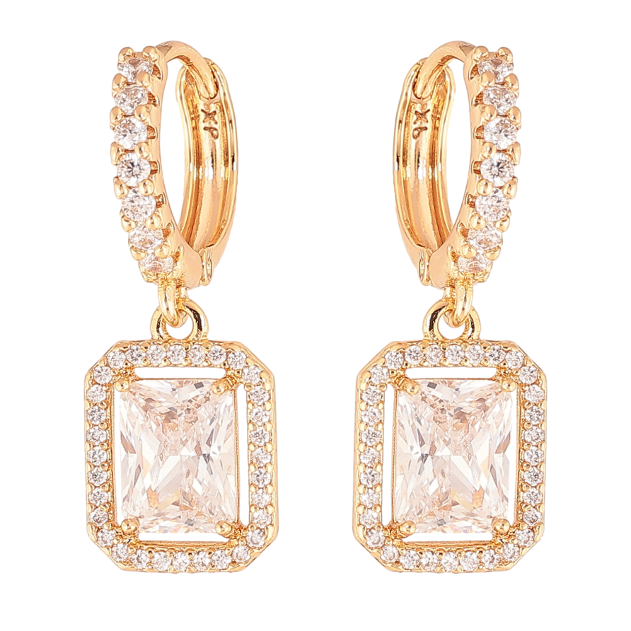 Сережки Xuping колір Позолота 18К підвіски на колечках "Інкрустація кристалами" фото №1