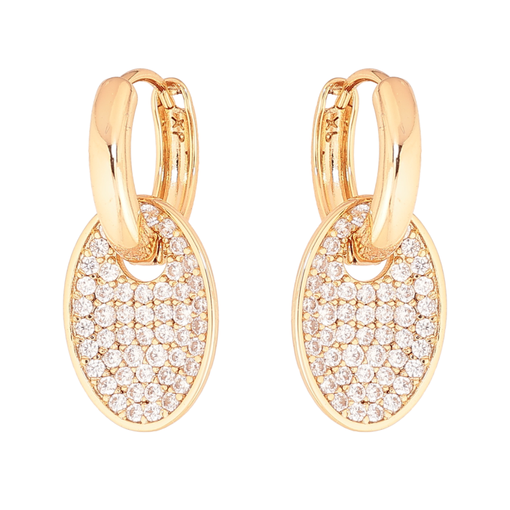 Сережки Xuping колір Позолота 18К підвіски на колечках "Овали з інкрустацією кристалами" 2 в 1 фото №16