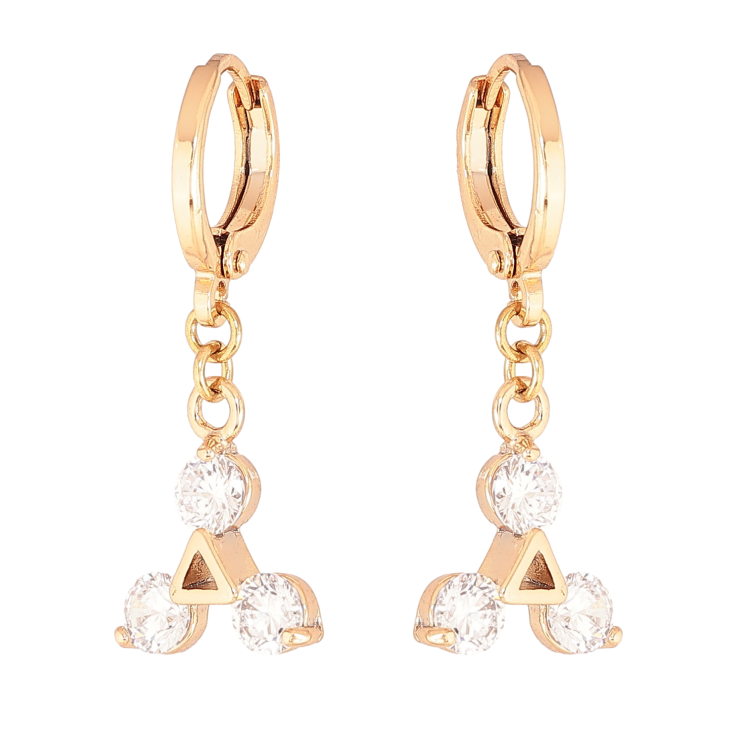 Сережки Xuping колір Позолота 18К підвіски на колечках "Візерунок з кристалами" фото №24