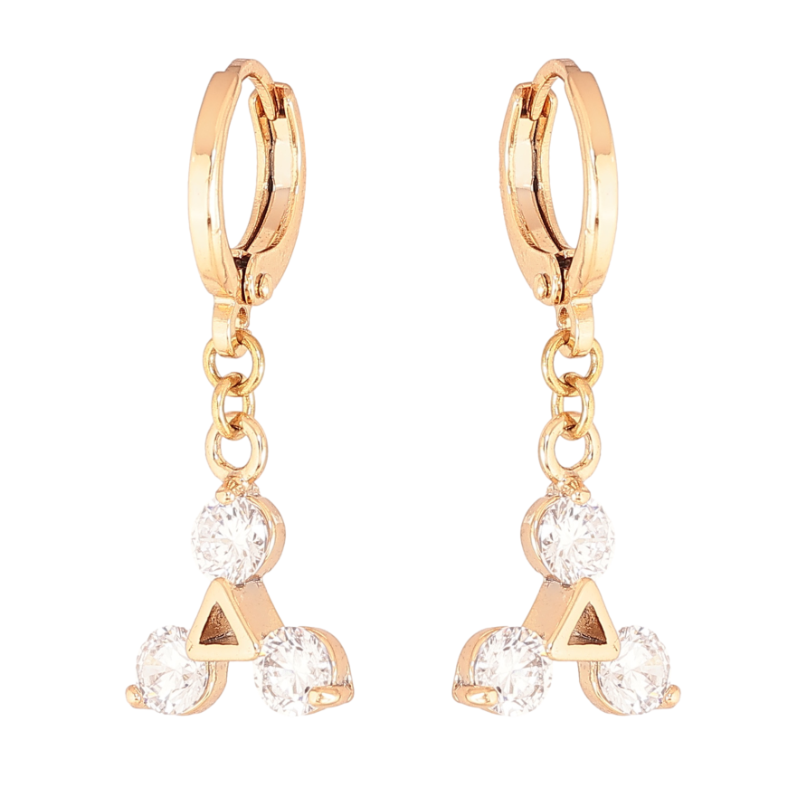 Сережки Xuping колір Позолота 18К підвіски на колечках "Візерунок з кристалами" фото №1